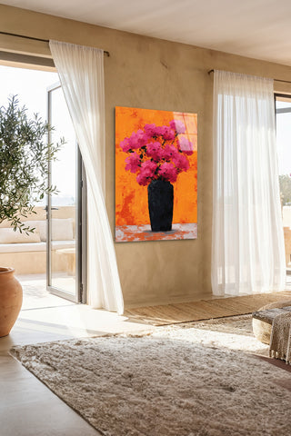 "Vibrant Flora" Modern Sanat Cam Tablo