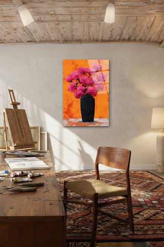 "Vibrant Flora" Modern Sanat Cam Tablo