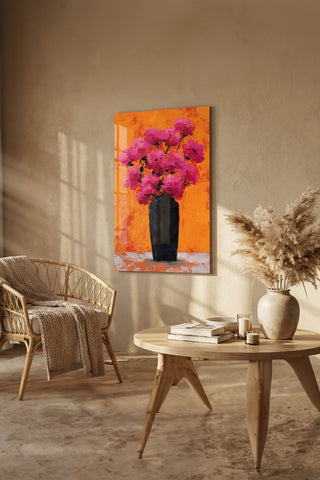 "Vibrant Flora" Modern Sanat Cam Tablo