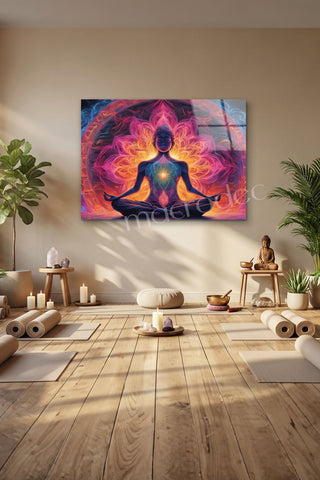 "Zen Ruhu" Meditasyon ve Mandala Modern Cam Tablo -